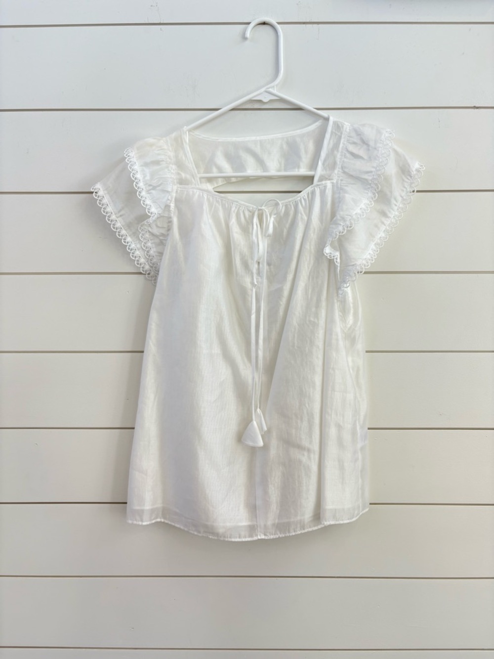Current Air White Lace-Trim Peasant Blouse